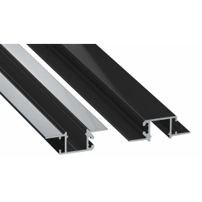 Profil Lumines typu MONO černý lakovaný bez perforace, délka 2,02 m Profil Lumines typu MONO černý lakovaný bez perforace, délka 2,02 m