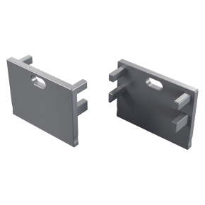 Koncová krytka LUMINES ALU, stříbrně eloxovaná s otvorem.