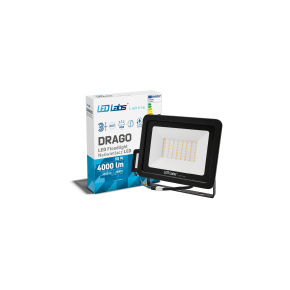 LED reflektor DRAGO 3Y 50W, neutrálně bílá barva světla, SMD technologie, krytí IP65, nízký profil, černá barva